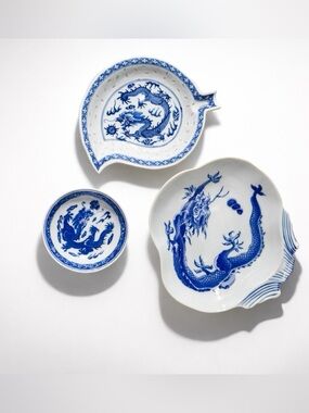 Blue and White Porcelain Trinket Dishes from the Orient.